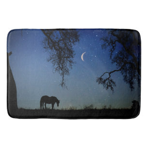 Vackra Horse och Måne Bath Mat Badrumsmatta