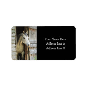 Vackra Horse och Rustic Barn-Adressetiketter Adressetikett
