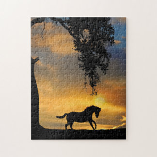 Vackra Horse och Sol Jigszle Puzzle Pussel