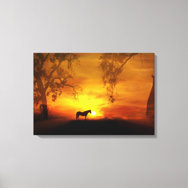 Vackra Horse och Sunrise Canvas (Framsida)