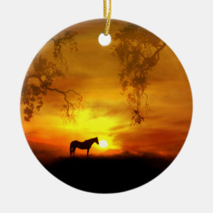 Vackra Horse och Sunrise Ornament
