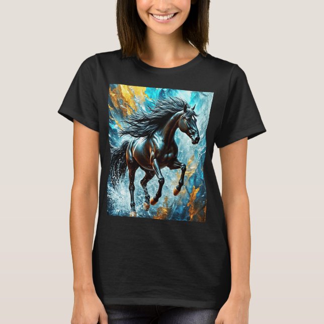 Vackra Horse på Springa T Shirt (Framsida)