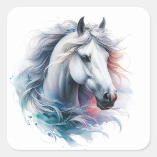Vackra Horse Stickers Fyrkantigt Klistermärke