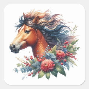 Vackra Horse Stickers Fyrkantigt Klistermärke