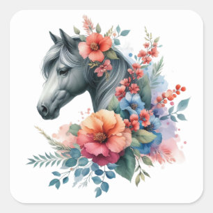 Vackra Horse Stickers Fyrkantigt Klistermärke