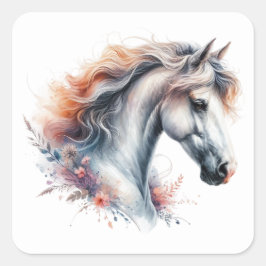 Vackra Horse Stickers Fyrkantigt Klistermärke