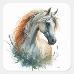 Vackra Horse Stickers Fyrkantigt Klistermärke