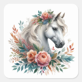 Vackra Horse Stickers Fyrkantigt Klistermärke