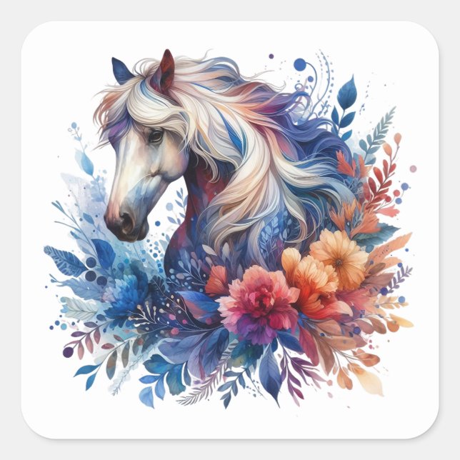 Vackra Horse Stickers Fyrkantigt Klistermärke (Framsida)