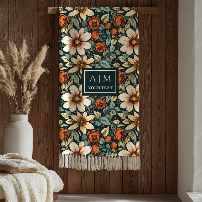 Vackra höstblommor Sage Oliv Koppar Rostfilt Fleecefilt (Lovely Fall Flowers Sage Olive Copper Rust Blanket

)