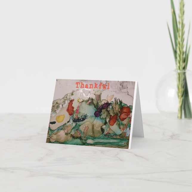 Vackra höstmålade tankekort tack kort (Framsida)