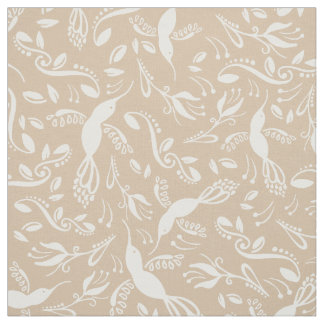 Vackra Hummingbird Colibri Birds Cream Beige Tyg