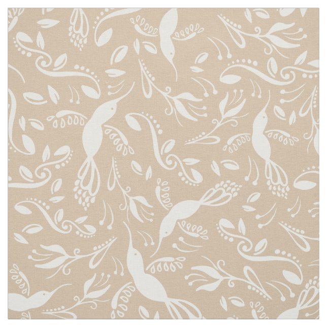 Vackra Hummingbird Colibri Birds Cream Beige Tyg (Provkarta)