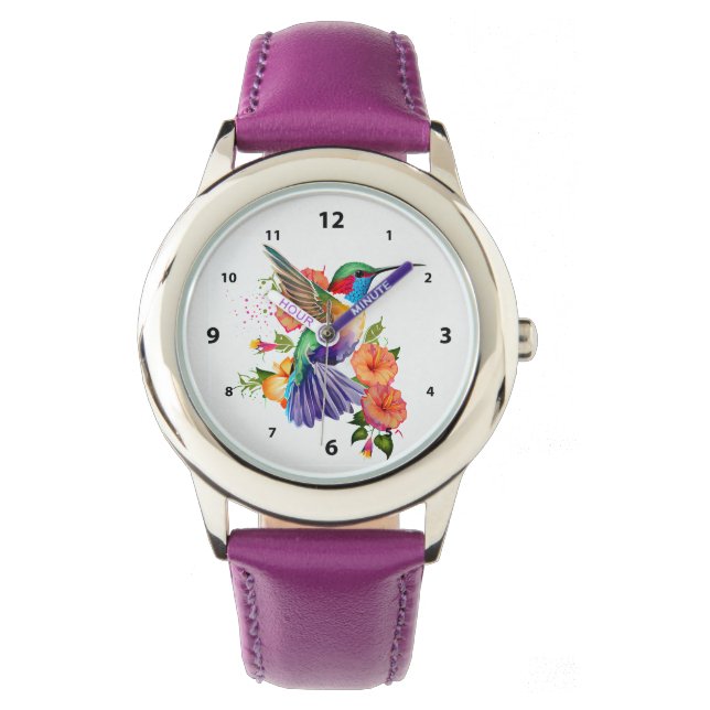 Vackra Hummingbird och Flowers Armbandsur (Framsida)