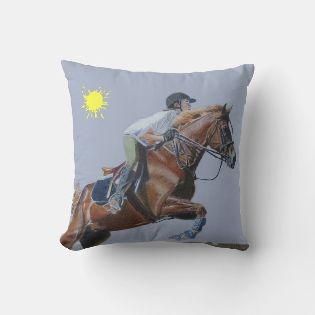 Vackra Hunter Jumper Horse American MoJo Pillow Kudde (Framsida)