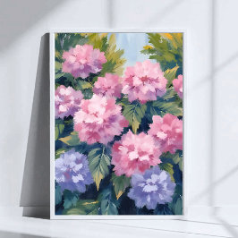 Vackra Hydrangea-blommor | Blommig akvarell Poster