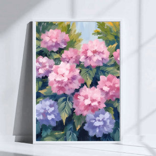 Vackra Hydrangea-blommor Blommig akvarell Poster