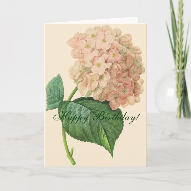 Vackra Hydrangea Flower Bird Day Kort (Framsida)