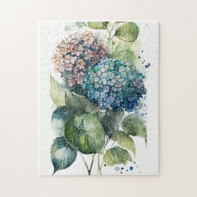 Vackra Hydrangeas Watercolor Pussel (Vertikal)