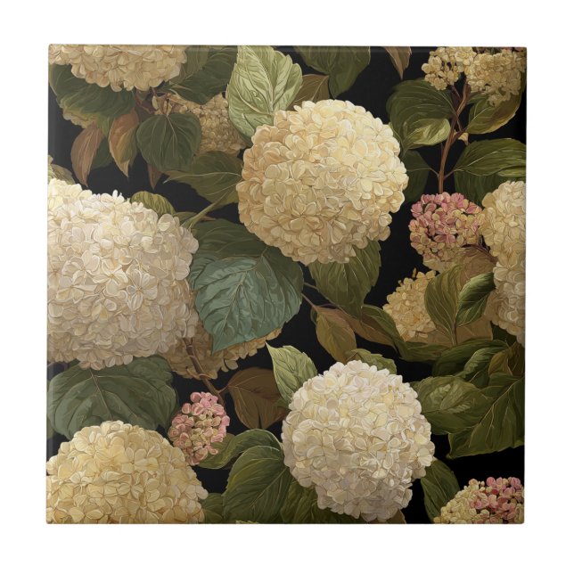 Vackra Hydrangeasplattor för Bathroom Golv Kakelplatta (Framsidan)