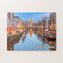 Vackra Iconic City of Amsterdam, Nederländerna Pussel