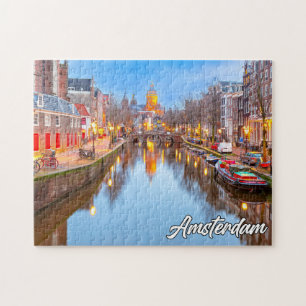 Vackra Iconic City of Amsterdam, Nederländerna Pussel