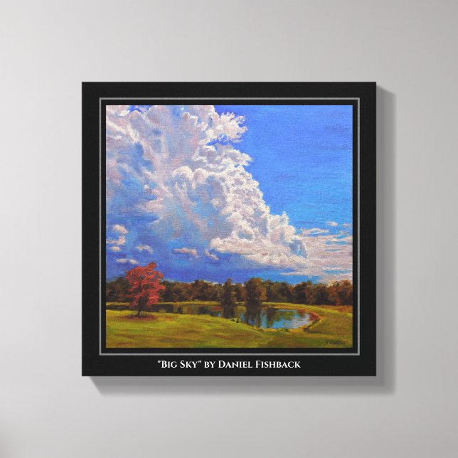 Vackra Illinois Farm Scene med stora moln Canvastryck (Framsida)