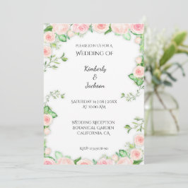 vackra inbjudningar med rosdesigner i blom, för br