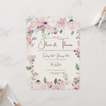 Vackra inbjudningar till Blommigt bröllop
