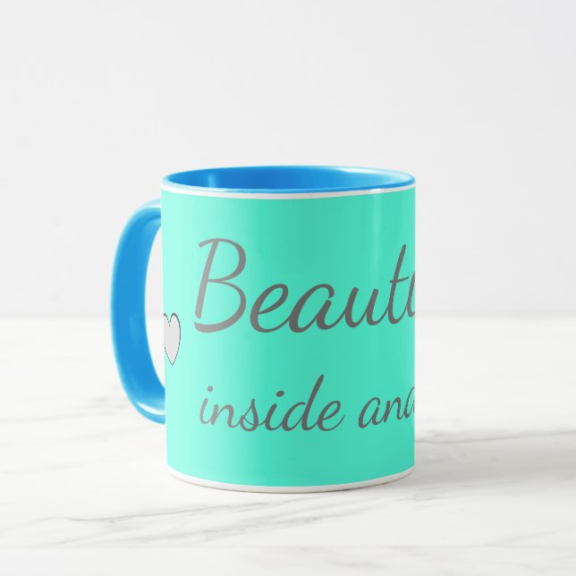 Vackra inuti och ut Cute Quote Turcos Blue Mugg (Framsida vänster)