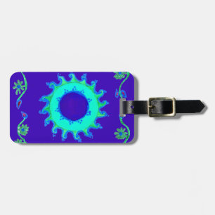 Vackra Iridescent Blue Blommigt Art Oljemålning Bagagebricka