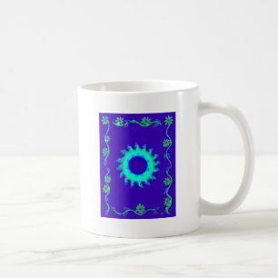 Vackra Iridescent Blue Blommigt Art Oljemålning Kaffemugg