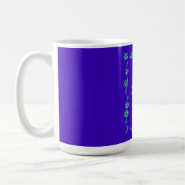 Vackra Iridescent Blue Blommigt Art Oljemålning Kaffemugg