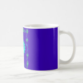 Vackra Iridescent Blue Blommigt Art Oljemålning Kaffemugg
