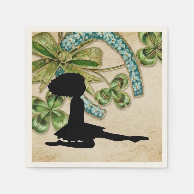 Vackra Irish Dancer, Shamrock och Horseshoe Pappersservett (Framsidan)