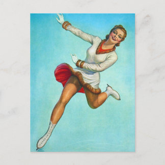 Vackra isens Skater Vintage Pin Up Girl Postcard Vykort
