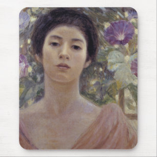 Vackra japanska blommor och morgonglasblommor musmatta