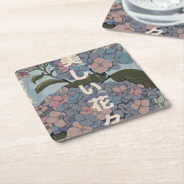 Vackra japanska blommor underlägg papper kvadrat (Vinklad)
