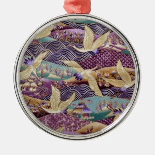 Vackra japanska Cranes Julgransprydnad Metall