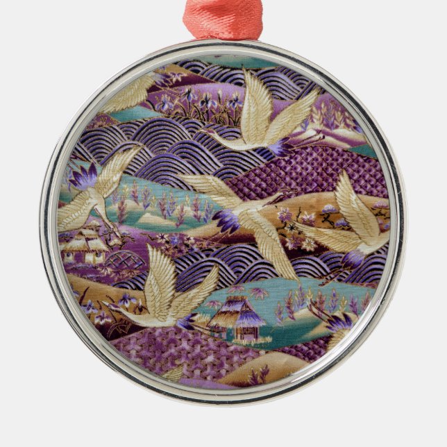 Vackra japanska Cranes Julgransprydnad Metall (Framsidan)