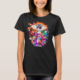 Vackra japanska kvinnor i Kimono Parasol T Shirt