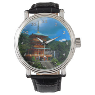 Vackra japanska Pagoda och Waterfall Armbandsur