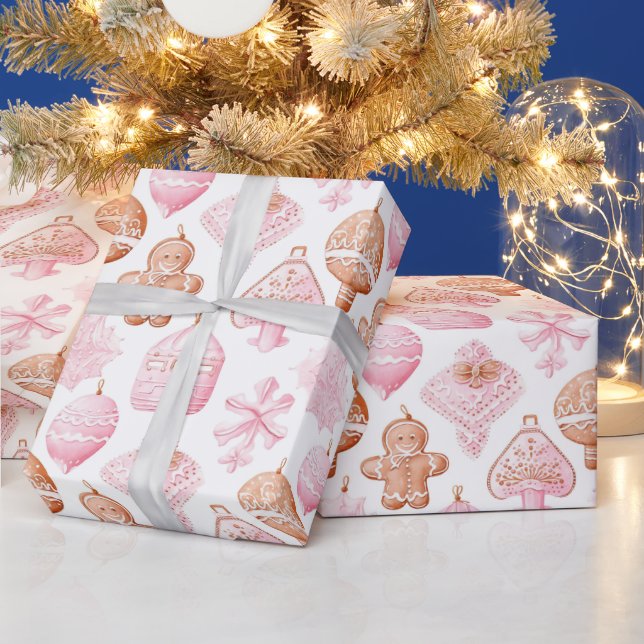 Vackra jordgubbsgingerbröd jul presentpapper (Helgdagar)