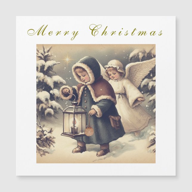 Vackra julängelns jul magnetkort (Framsida)