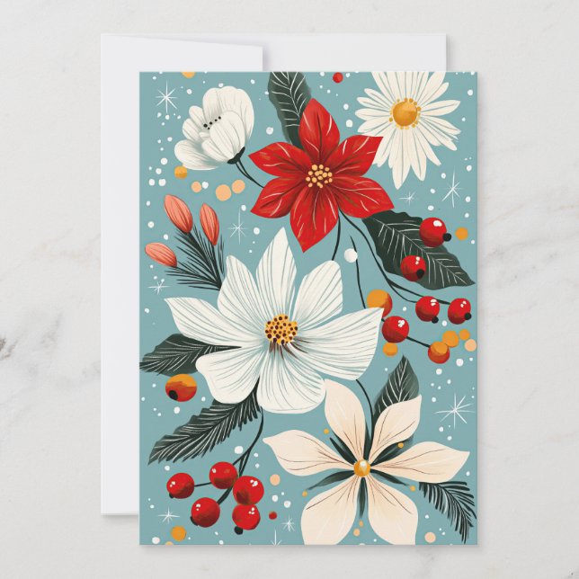 Vackra julblommor julkort (Framsida)