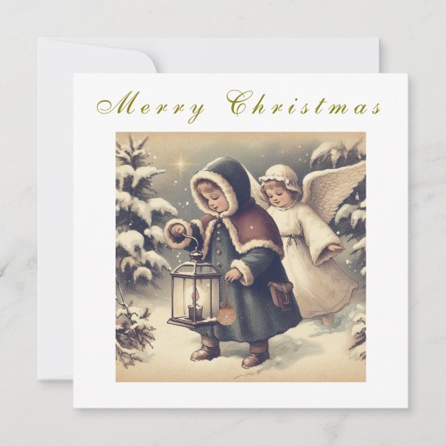 Vackra julenglar semester julkort (Framsida)