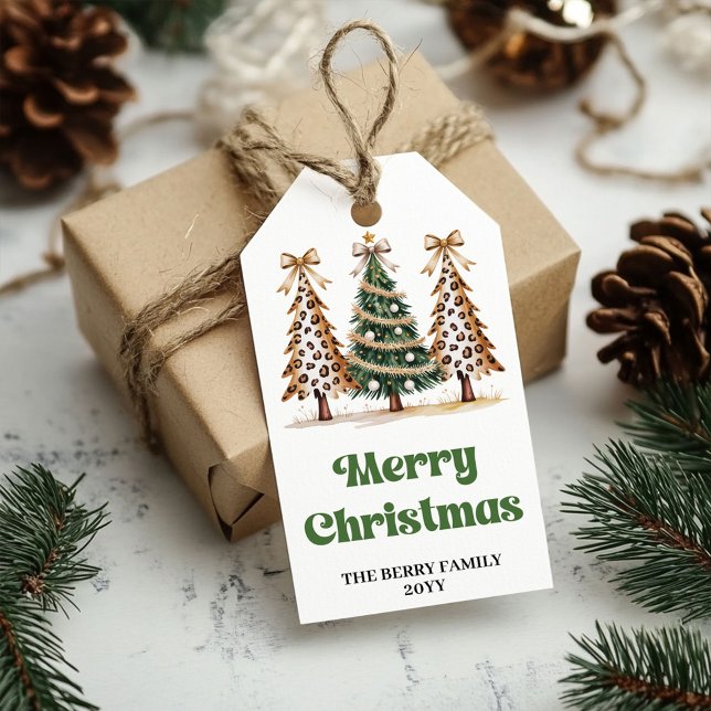Vackra julgranar minimalistiska personliga present presentetikett (Lovely Christmas trees minimalist custom gift tags)