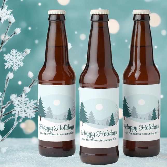 Vackra Julgranar Winter-Julfesten Ölflaska Etikett (Skapare uppladdad)