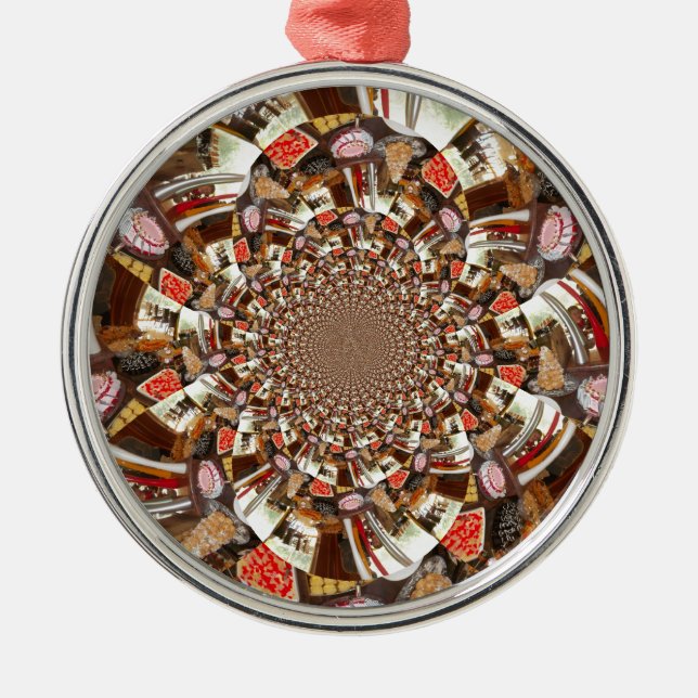 Vackra kakor och öknar julgransprydnad metall (Framsidan)