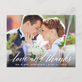 Vackra kalligrafiska kärleks- och tackfoto för brö vykort